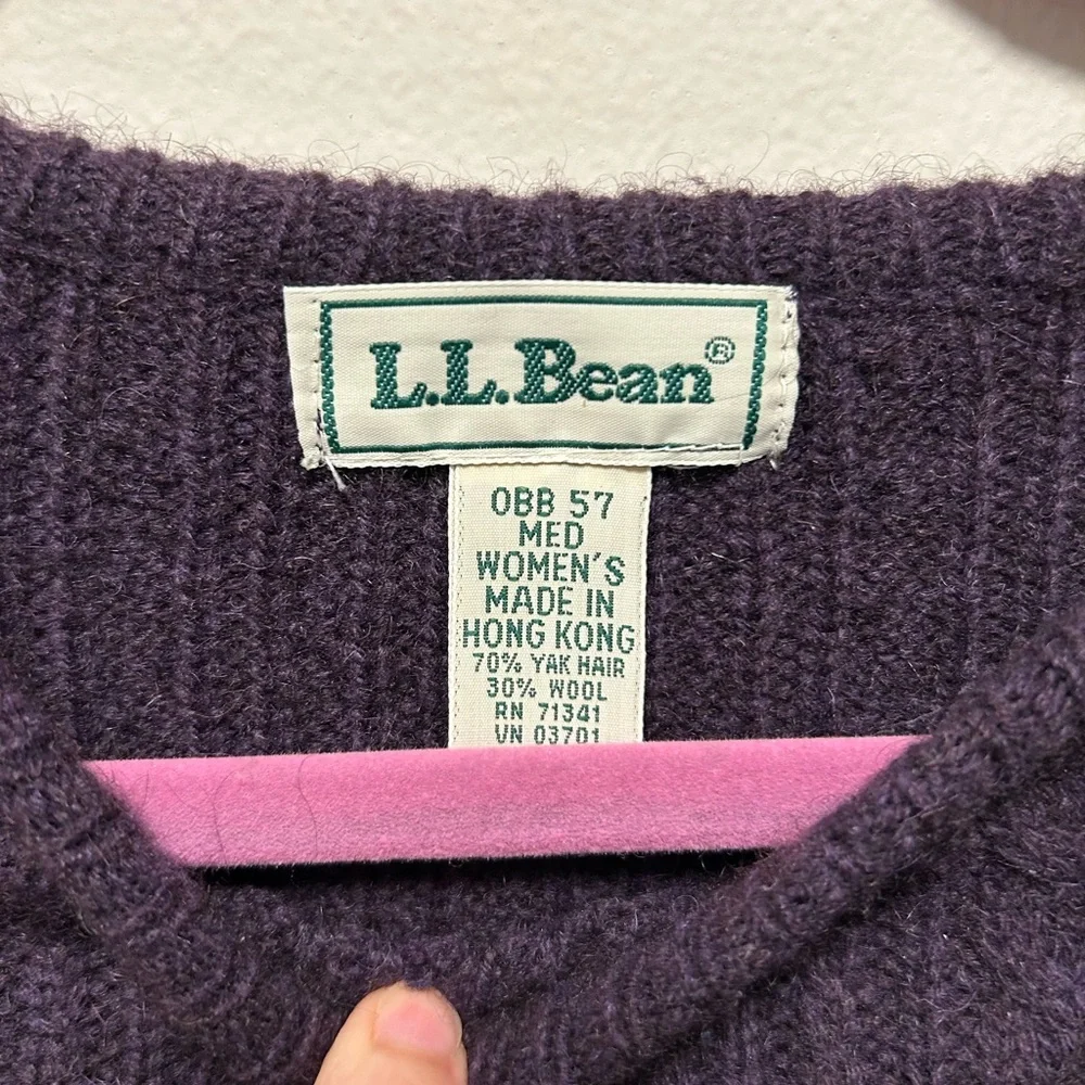 Vintage Yak Hair L.L. Bean Women's Deep Purple Crew Neck Sweater - Picture 2 of 3